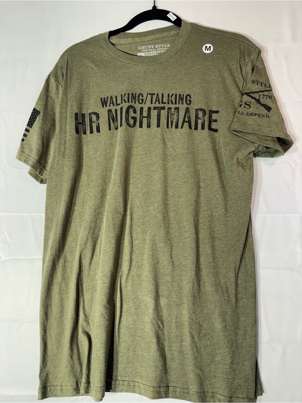 New Grunt Style Medium Olive Green 'Walking/Talking HR Nightmare' Graphic Tee